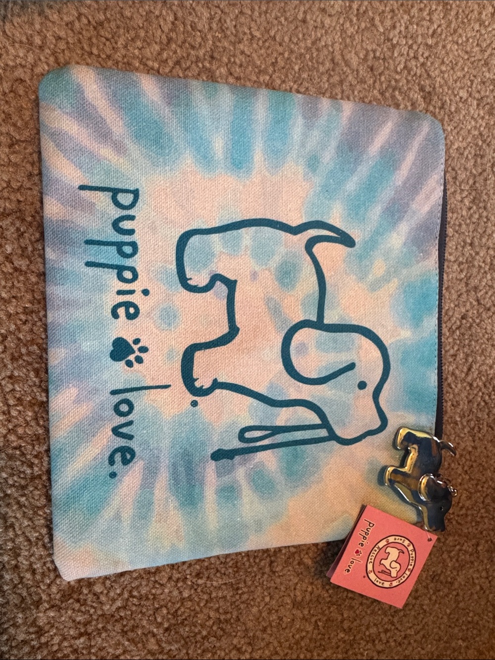 Puppie Love Kids Blue Tie-Dye Dog Zip Pouch